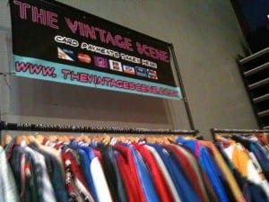 A stand of vintage clothing from the vendor "The Vintage Scene"